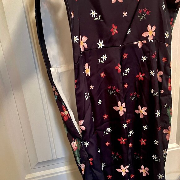 NEW Averie Small Poly Dress Vibrant Pattern Sleeveless w Slit - Picture 10 of 13